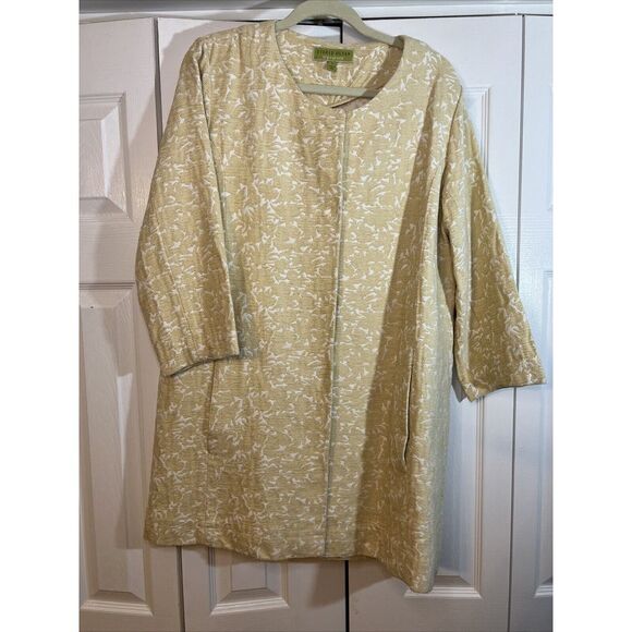 Sigrid Olsen Women's Large Baroque‎ Tapestry Neutral Cream Textured Swing Coat - Picture 1 of 11